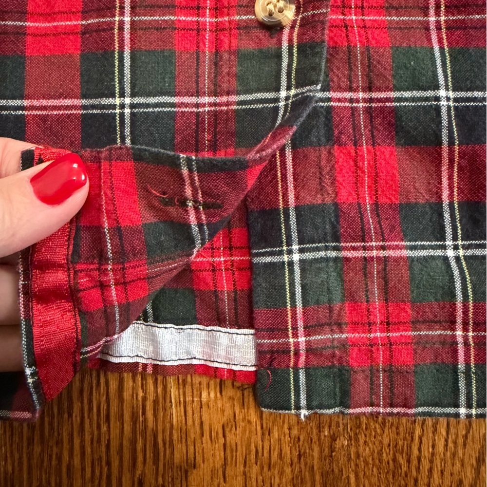 Casey & Max Vintage Holiday Christmas Red Plaid Button Down Poinsettia Medium - Picture 6 of 9